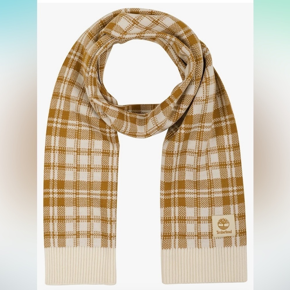 Timberland Buffalo Plaid Wheat Gold/White Women’s Scarf NWT